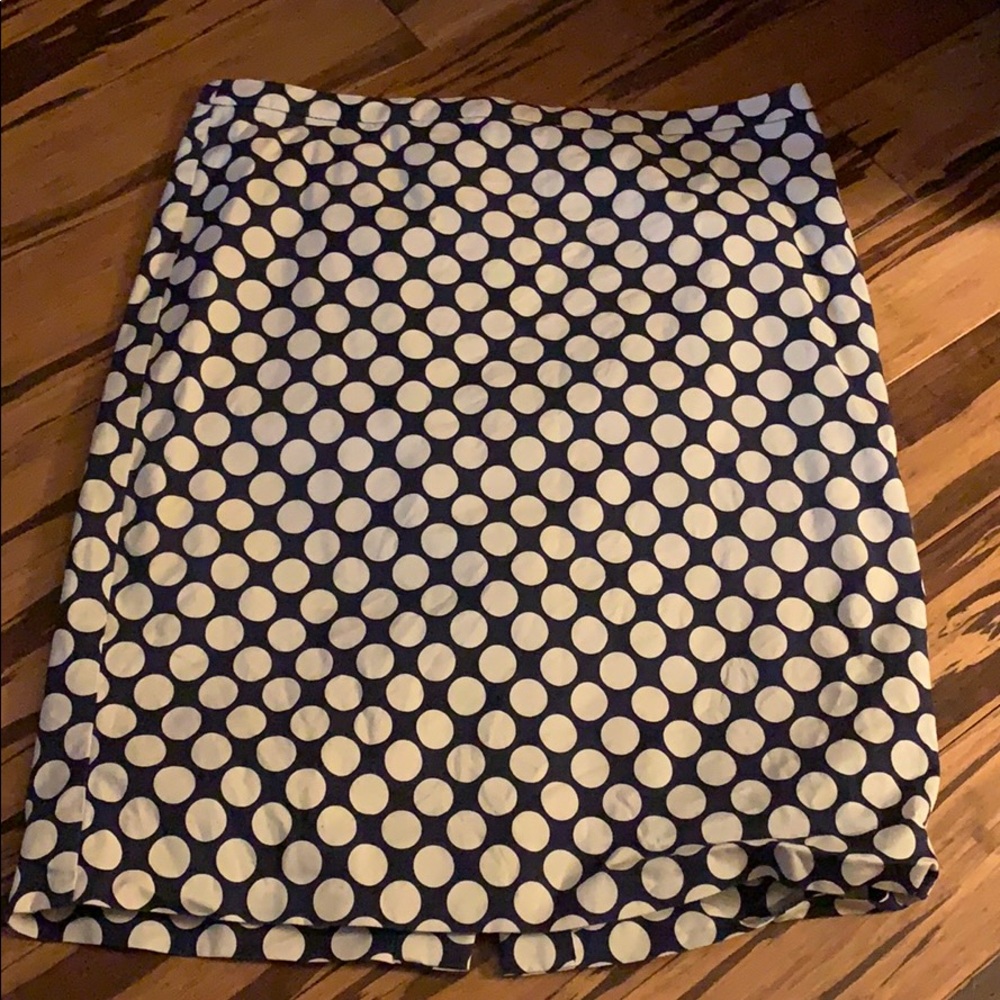 J crew navy and white skirt